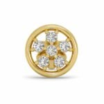 Round Floral Lab Grown Diamond Nose Pin Front View in Yellow Gold