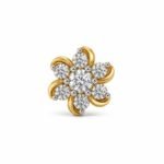 Floral Lab Grown Diamond Gold Nose Pin Front View