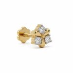 Lab Grown Diamond Clover Floral Gold Nose Pin - Image 3