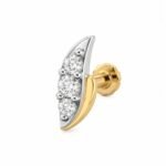 Two Tone Three Diamond Nose Pin Angled Product View