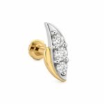 Three Diamond Two Tone Gold Nose Pin Side View