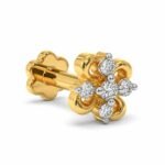 Floral Gold Diamond Nose Pin with Secure Screw Back Side View