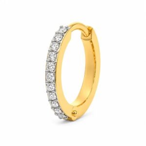 Sparkling Row Lab Grown Diamond Hoop Nose Ring Angled View
