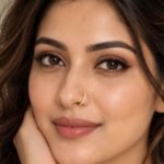 Sparkling Row Lab Grown Diamond Hoop Nose Ring for Women on Model