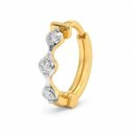 Wavy Lab Grown Diamond Gold Hoop Nose Ring Angled View