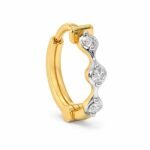 18k Gold Wavy Lab Grown Diamond Hoop Nose Ring - Image 2