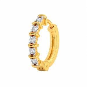 Five Stone Lab Grown Diamond Hoop Nose Ring – Angled View