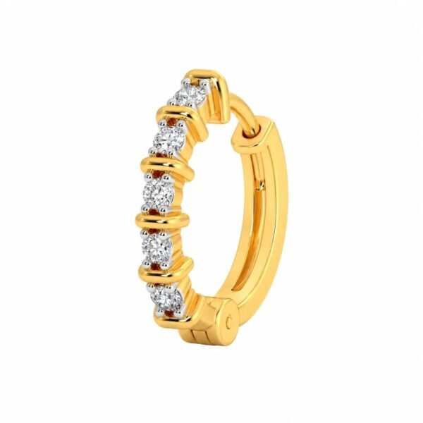 Five Stone Lab Grown Diamond Hoop Nose Ring – Angled View