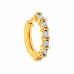 18k Gold Radiant Five Stone Lab Grown Diamond Hoop Nose Ring - Image 3