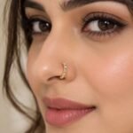 Radiant Five Stone Lab Grown Diamond Hoop Nose Ring on Woman