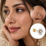 Elegant Heart Bloom Lab Grown Diamond Nose Pin for Women on Model