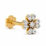 18k Gold Elegant Heart Bloom Lab Grown Diamond Nose Pin - Image 3