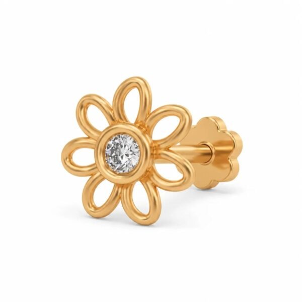 Sunpetal Lab Grown Diamond Nose Pin front view