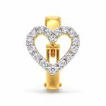 Front view of Love Spark Lab Grown Diamond Nose Ring featuring a round diamond heart outline in yellow gold.