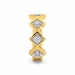 Front view of Quadra Spark Lab Grown Diamond Nose Ring featuring four geometric diamond settings in yellow gold.