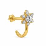 Floral lab grown diamond nose pin yellow gold alternate side view
