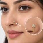 Celestial Bloom Lab Grown Diamond Nose Pin worn by woman
