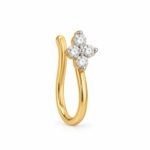 18k Gold Radiant Clover Lab Grown Diamond Nose Ring - Image 3