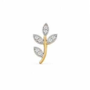 Elegant gold and diamond floral jewellery pendant with leaf-shaped design on white background