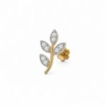Floral leaf diamond nose pin in gold and silver finish