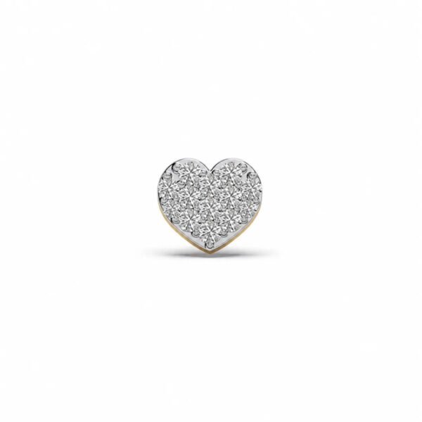 Heart shaped diamond nose pin front view on white background