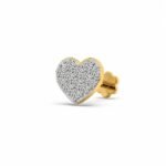 Heart shaped diamond nose pin yellow gold side angle
