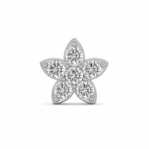 Five petal floral lab grown diamond nose pin front view