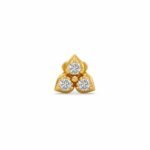 Aurelia floral lab grown diamond nose pin in gold on a white background