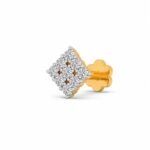 Diamond cluster lab grown diamond nose pin in yellow gold side view