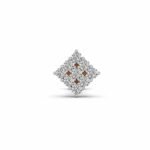 Radiant diamond-shaped lab grown diamond cluster nose pin front view
