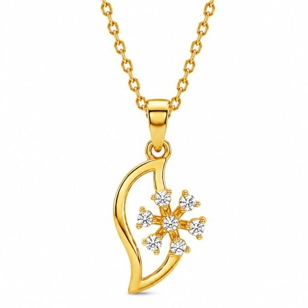 Floral Lab Grown Diamond Pendant in 18K Rose Gold for Women