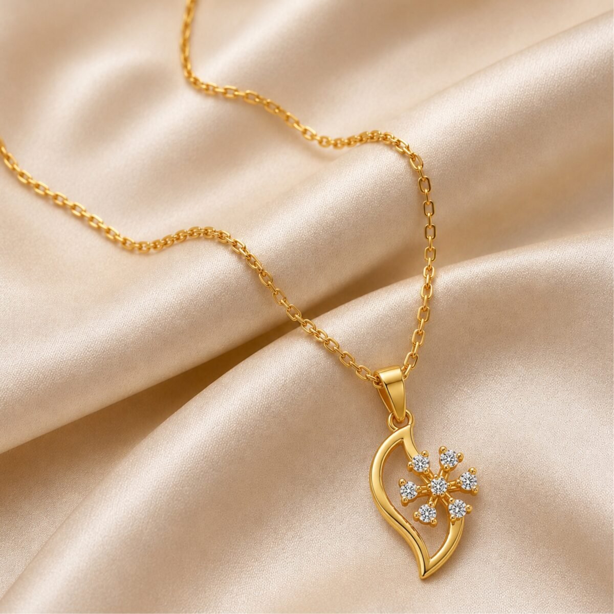 Floral Lab Grown Diamond Pendant in 18K Rose Gold for Women - Image 4