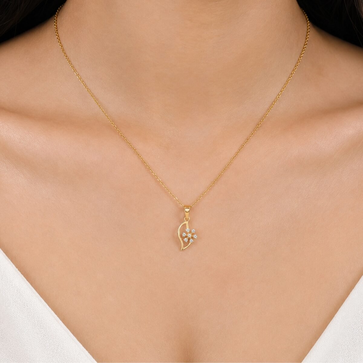 Floral Lab Grown Diamond Pendant in 18K Rose Gold for Women - Image 2