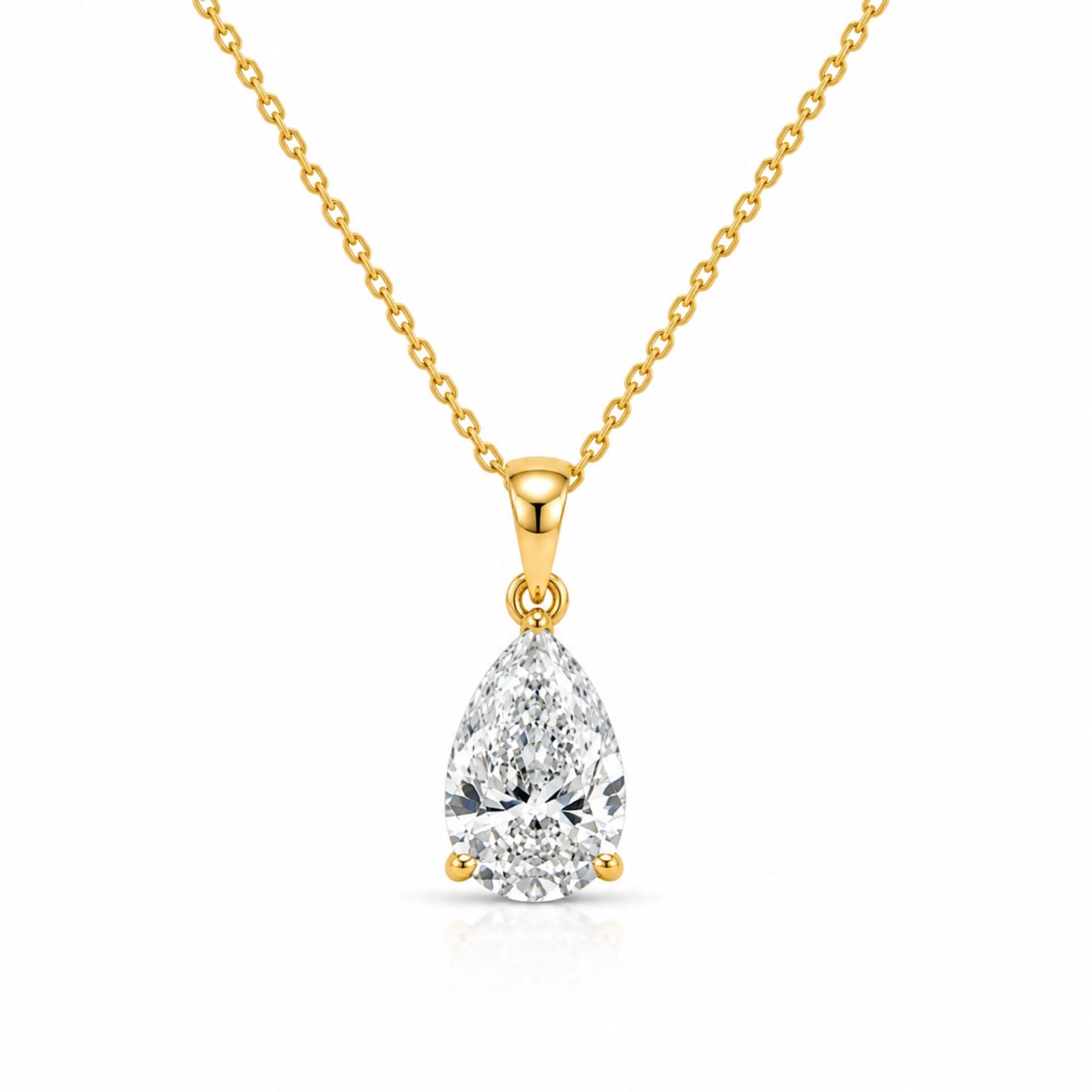 Pear Shape Lab Grown Diamond Solitaire Pendant in Gold Pear Shape Lab Grown Diamond Pendant in Gold for Women