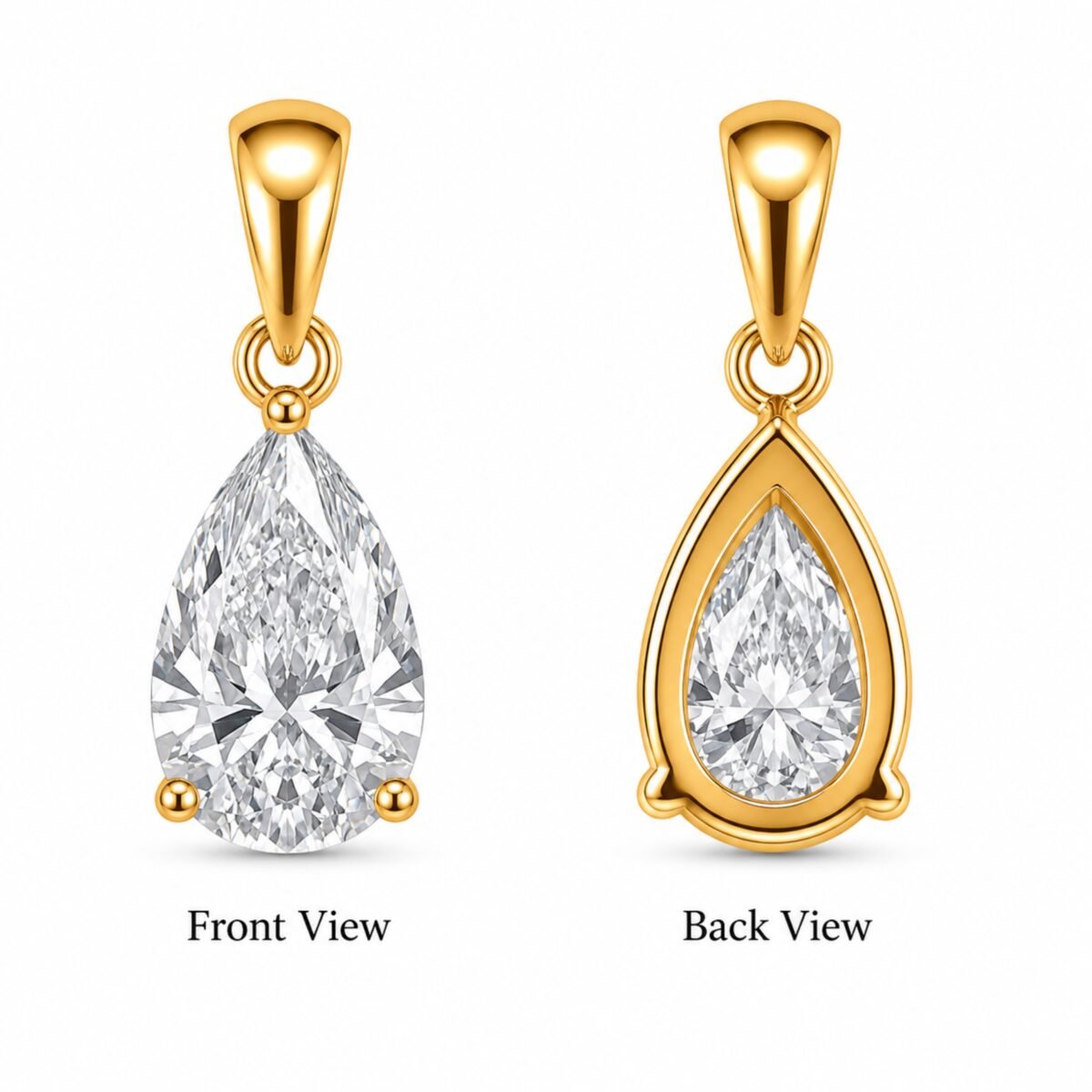 Pear Shape Lab Grown Diamond Solitaire Pendant in Gold - Image 3