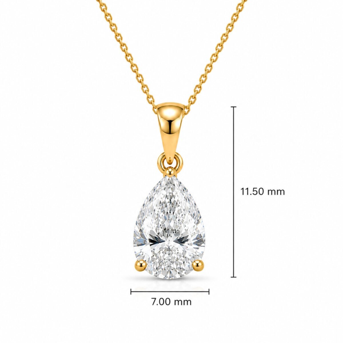 Pear Shape Lab Grown Diamond Solitaire Pendant in Gold - Image 4