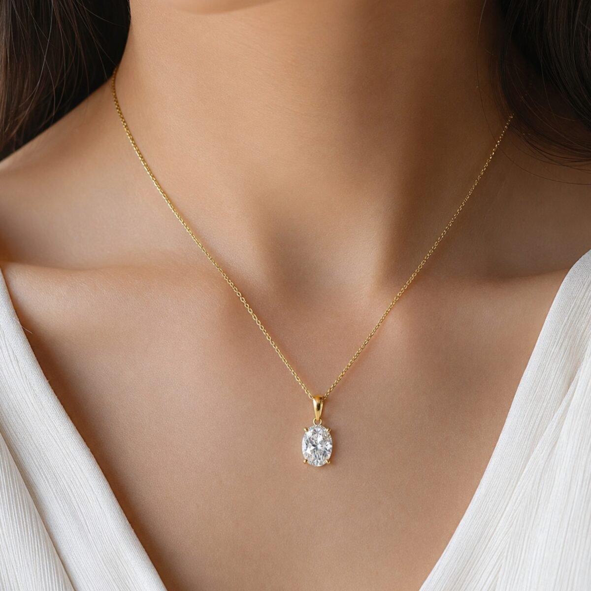 Oval Solitaire Pendant – Elegant Minimal Jewellery for Everyday Luxury - Image 2