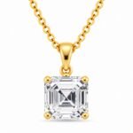 Asscher cut diamond pendant in gold with four-prong solitaire setting – Pure Gems World