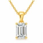 Emerald cut diamond solitaire pendant in gold for women by Pure Gems World