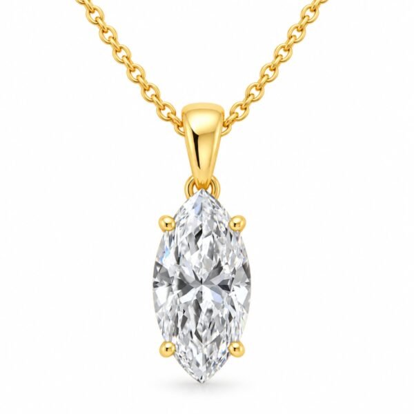 Marquise cut diamond solitaire pendant in gold for women by Pure Gems World