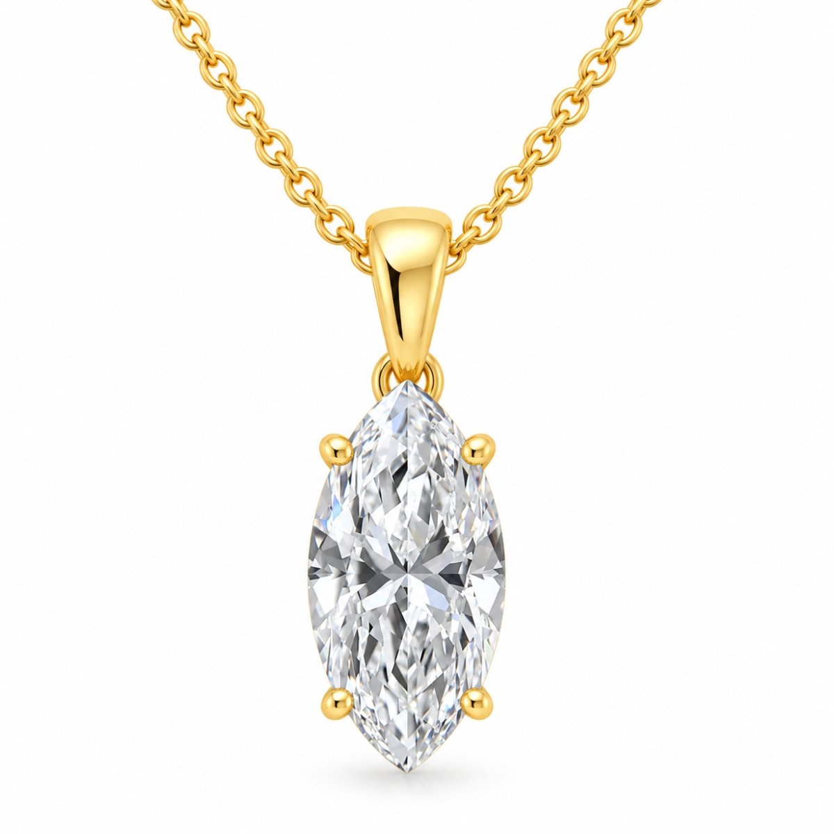 Marquise Cut Diamond Solitaire Pendant in Gold Marquise cut diamond solitaire pendant in gold for women by Pure Gems World