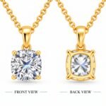 Cushion Cut Lab Grown Diamond Solitaire Pendant in Gold - Image 3