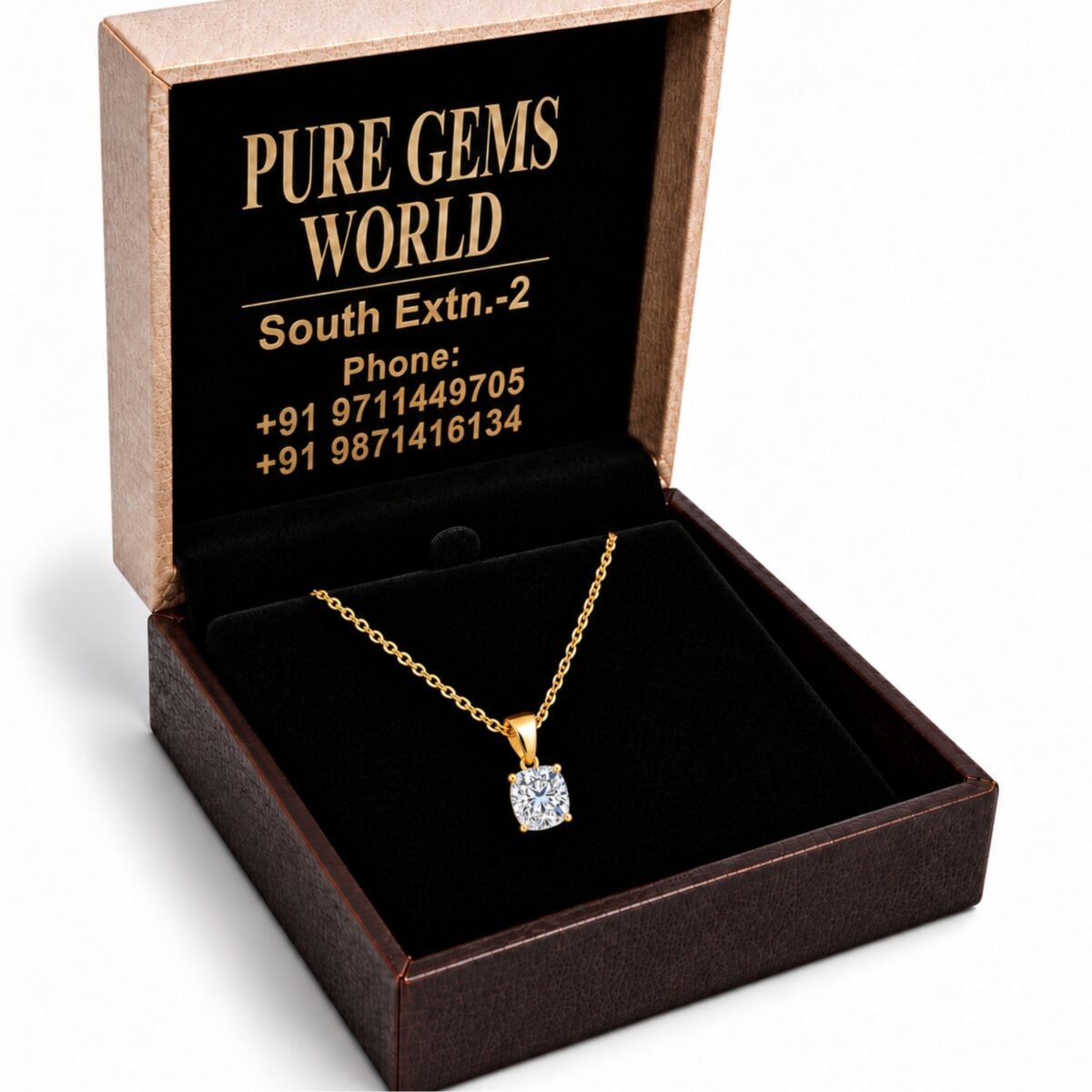 Cushion Cut  Lab Grown Diamond Solitaire Pendant in Gold - Image 4
