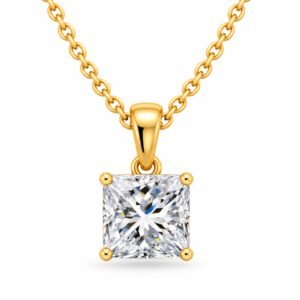 Princess cut diamond solitaire pendant in yellow gold by Pure Gems World