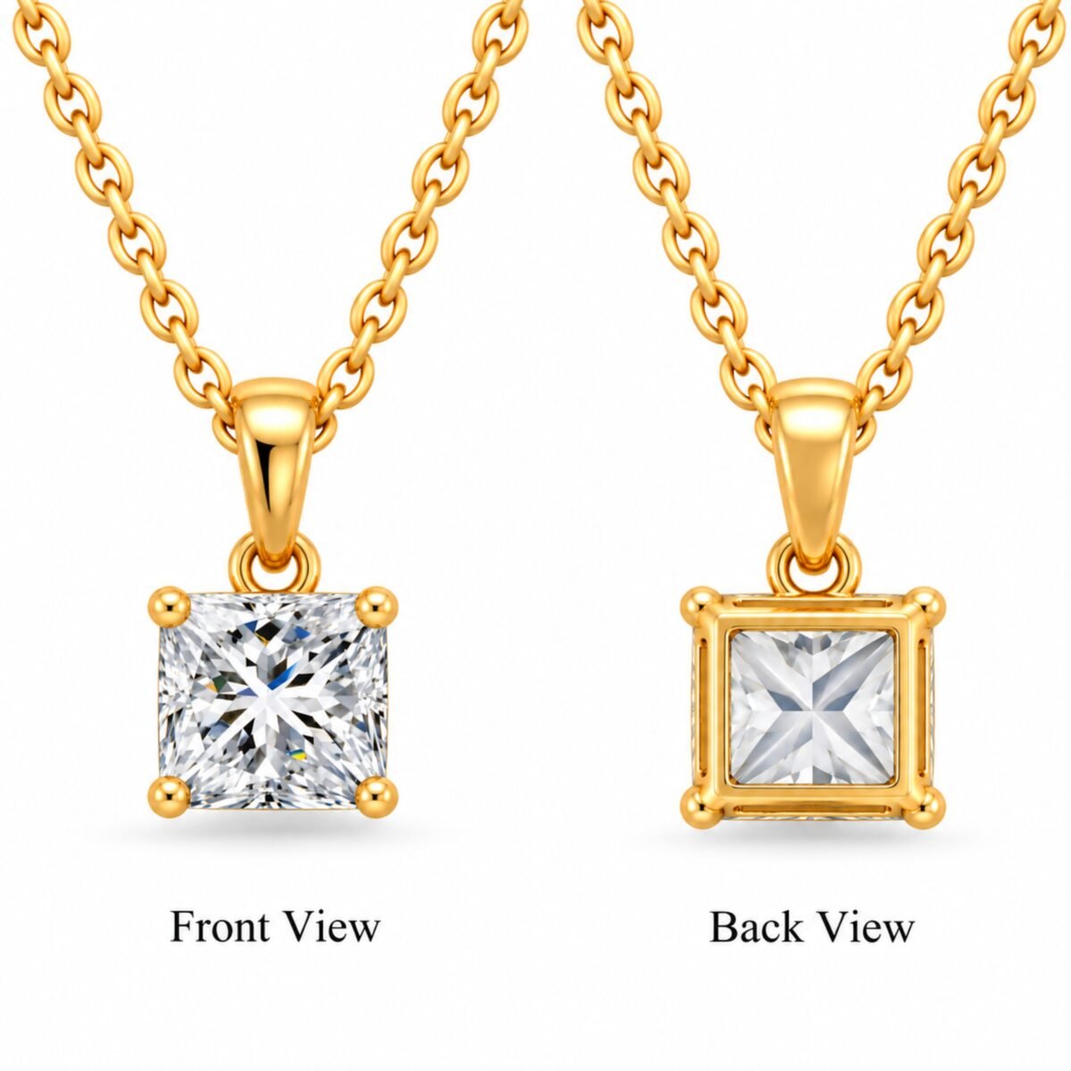 Princess Cut Lab Grown Diamond Solitaire Pendant in Gold - Image 3