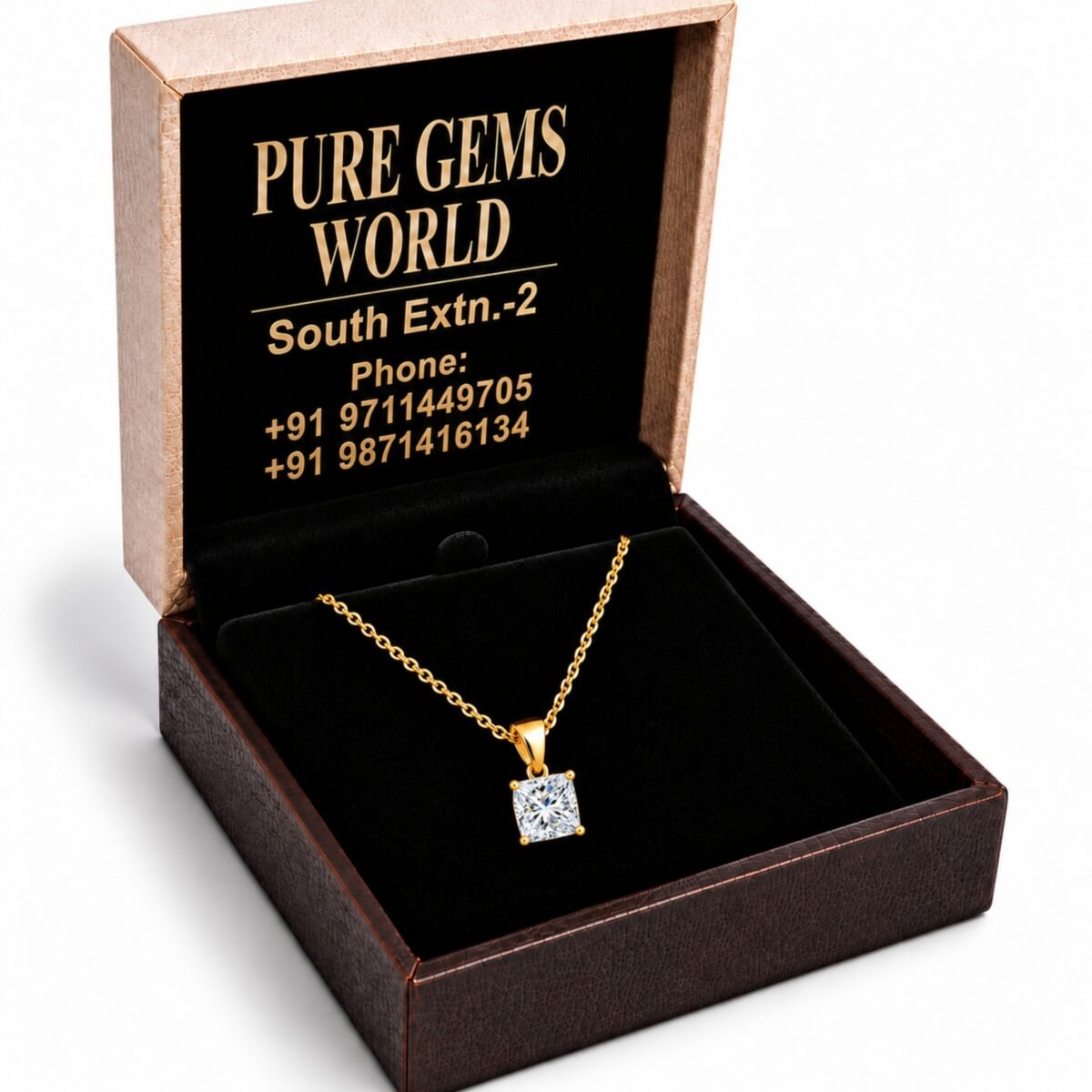 Princess Cut Lab Grown Diamond Solitaire Pendant in Gold - Image 4