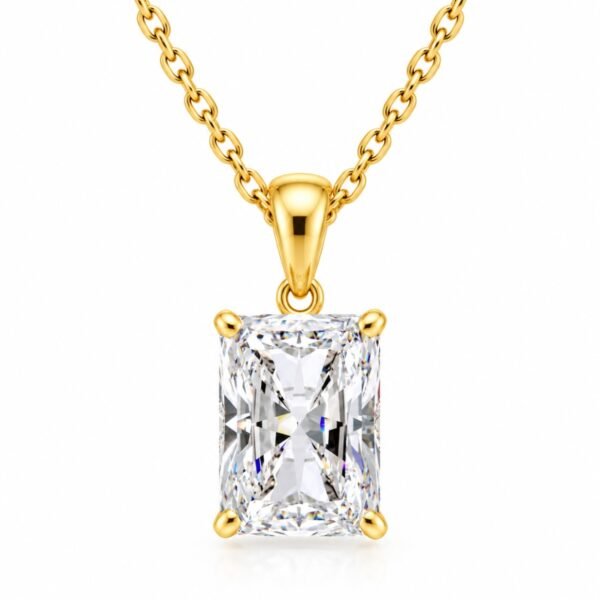 Radiant cut diamond solitaire pendant in yellow gold by Pure Gems World