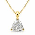 Trillion cut diamond solitaire pendant in yellow gold by Pure Gems World