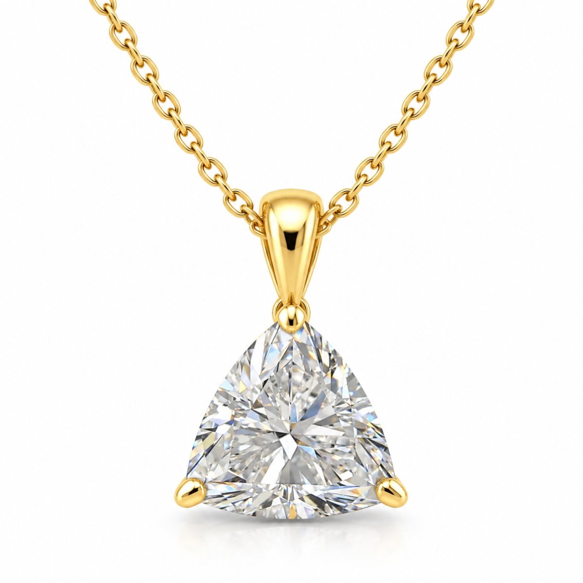 Trillion cut diamond solitaire pendant in yellow gold by Pure Gems World