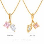 Elegant Princess & Pear Diamond Duo Pendant in 18k Gold for Women - Image 3